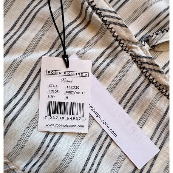 ROBIN PICCONE Norah Flare Dress Swim Beach Coverup Off White / Gray Size Medium - Picture 4 of 8